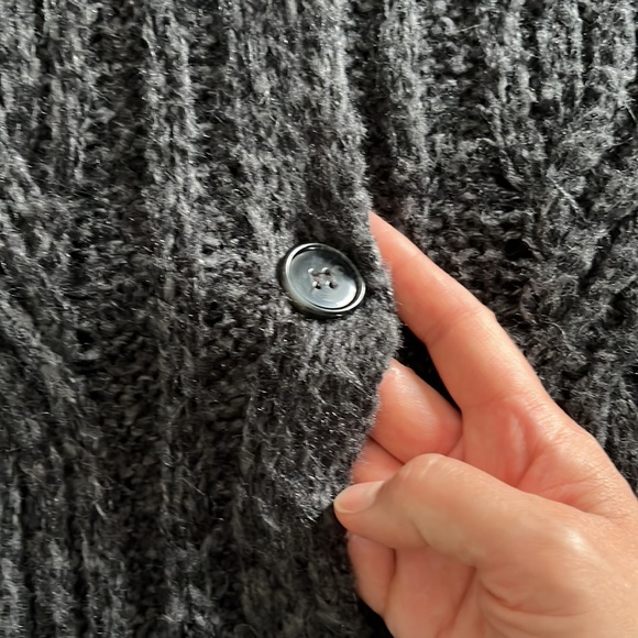 Nine West Vintage America Jeans, 3-Button Knit Cardigan, Black/Gray - Large - Picture 5 of 11